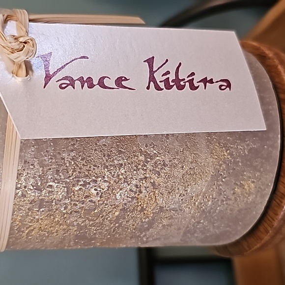 Set of 2 Vance Kitira "Ritz" gray timber candle 3.75"x4.5" - Picture 2 of 9